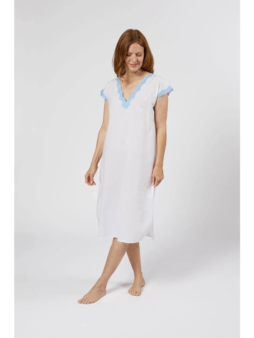 NWOT Lenora by Dina Yang Helen Cap Sleeve Gown Cotton Pajamas SMALL